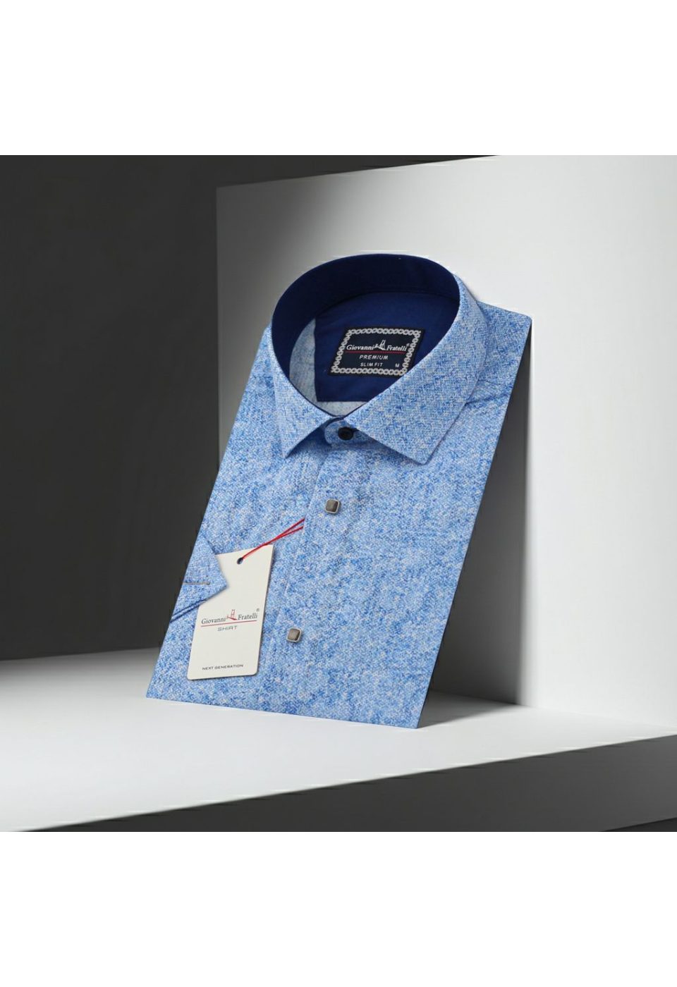 Slim Fit Kısa Kol Desenli Sıcak Baskı Erkek Gömlek 3GMK311719002 - Giovanni Fratelli