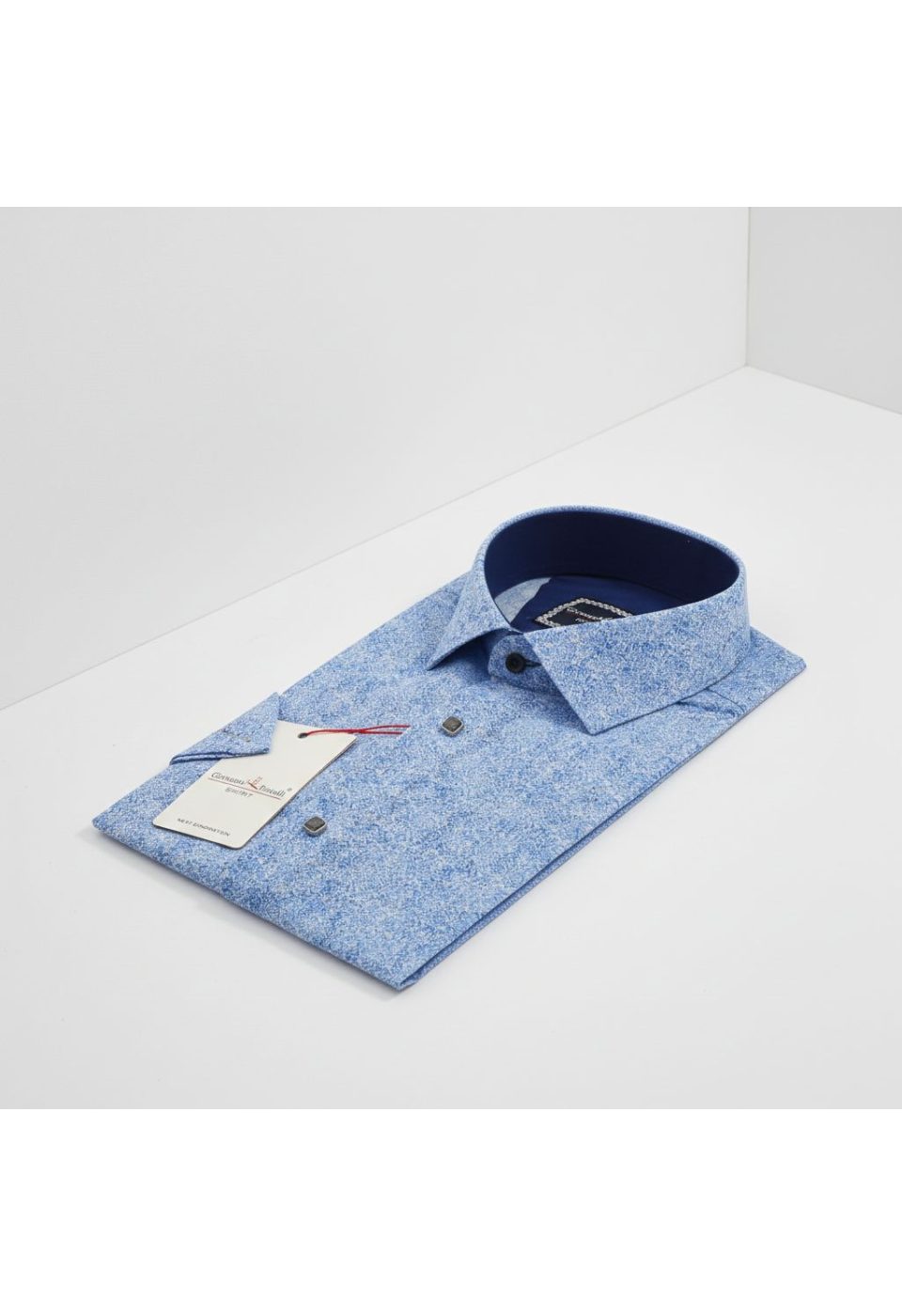 Slim Fit Kısa Kol Desenli Sıcak Baskı Erkek Gömlek 3GMK311719002 - Giovanni Fratelli