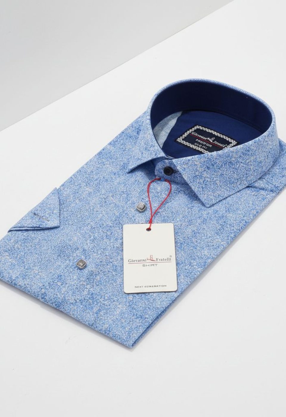 Slim Fit Kısa Kol Desenli Sıcak Baskı Erkek Gömlek 3GMK311719002 - Giovanni Fratelli
