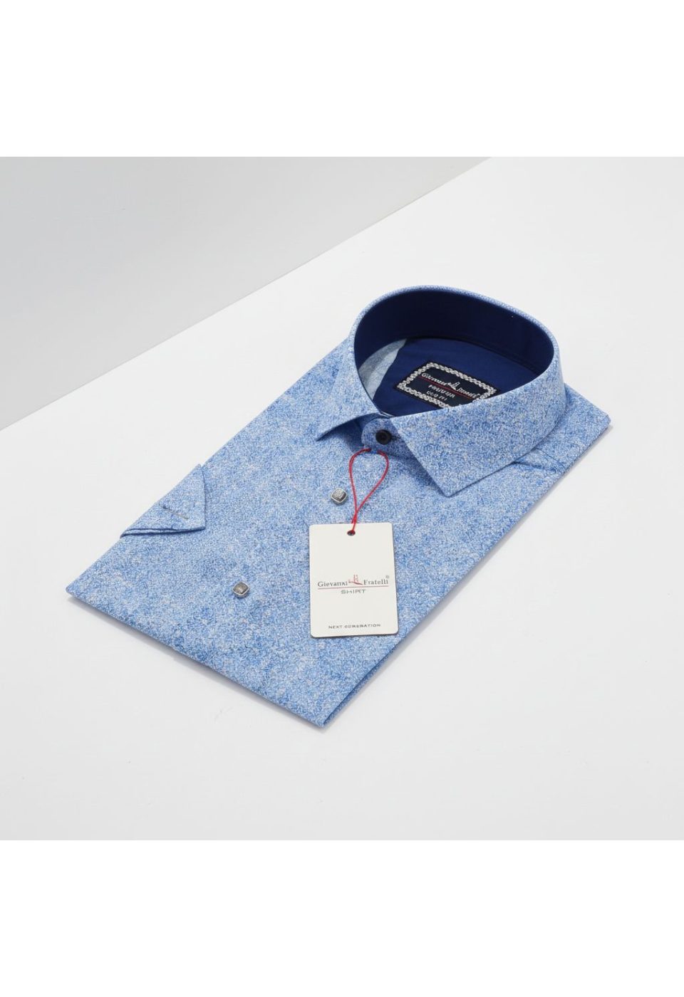 Slim Fit Kısa Kol Desenli Sıcak Baskı Erkek Gömlek 3GMK311719002 - Giovanni Fratelli