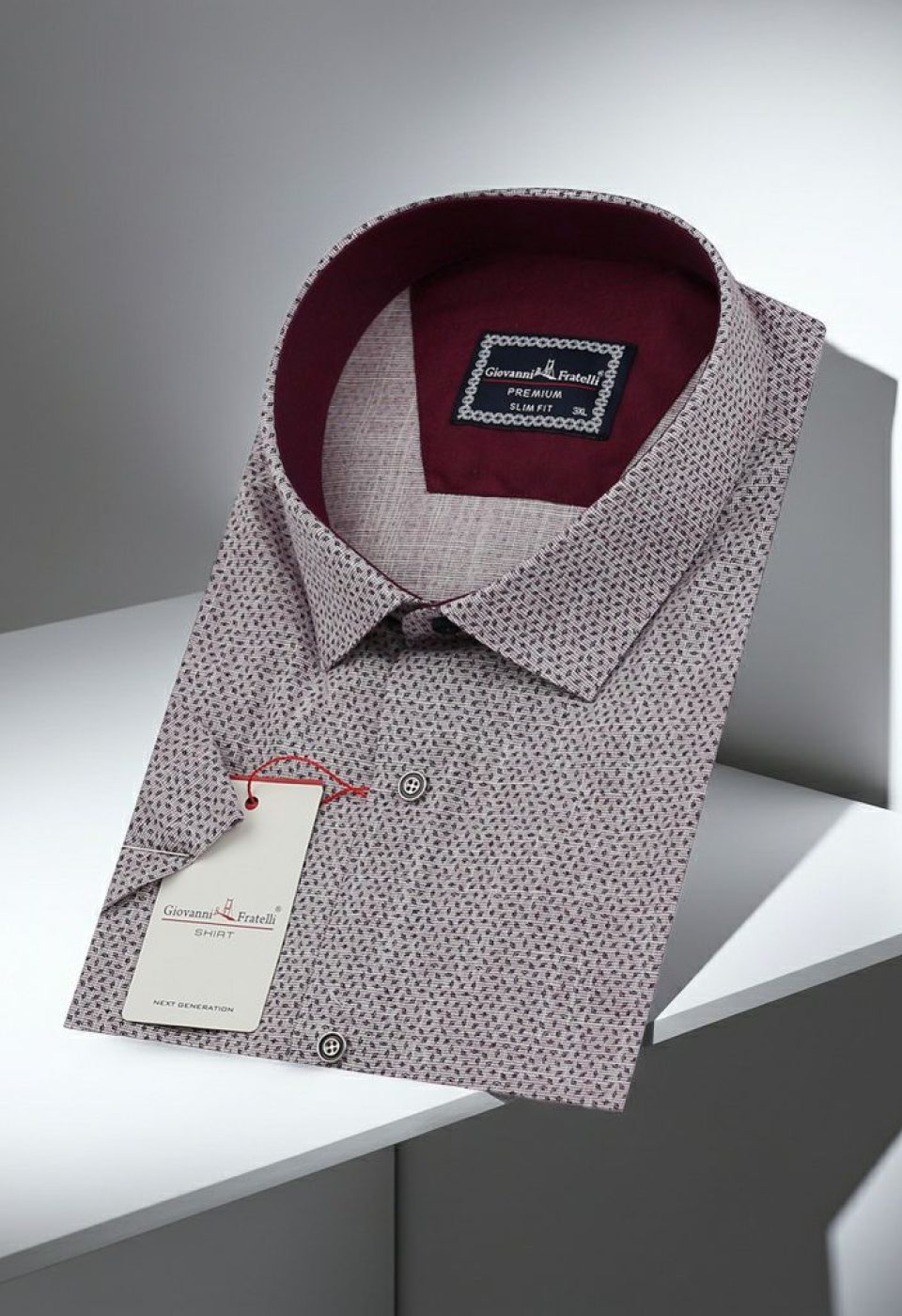 Büyük Beden Slim Fit Kısa Kol Desenli Erkek Gömlek 4GMK311723003