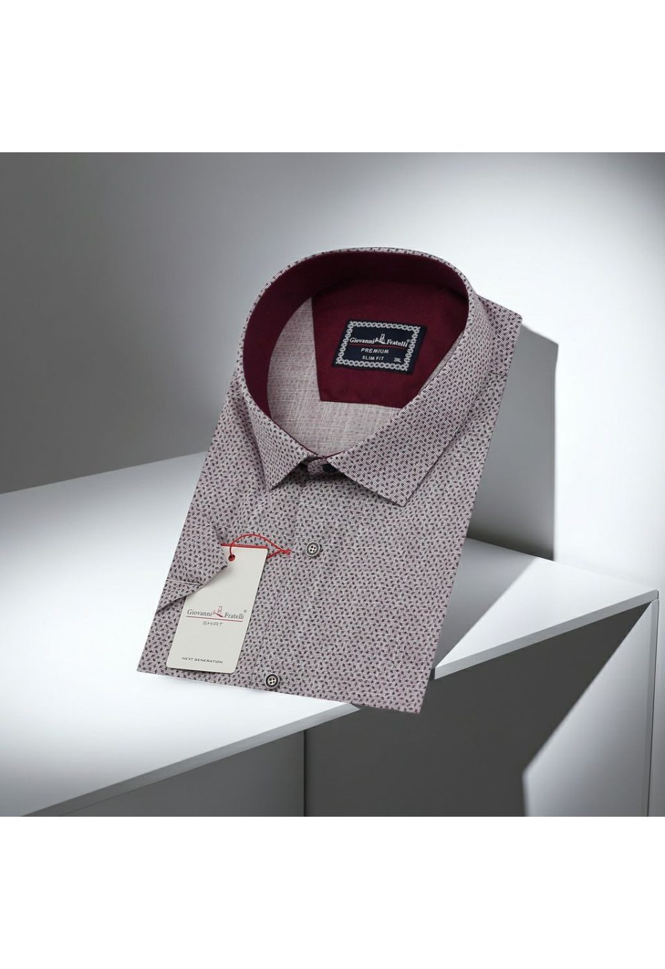 1723 BT CR K 003 Büyük Beden Slim Fit Kısa Kol Desenli Erkek Gömlek 4GMK311723003 - Giovanni Fratelli