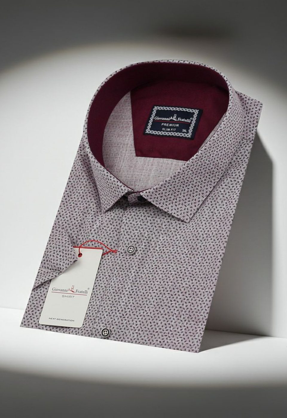 Büyük Beden Slim Fit Kısa Kol Desenli Erkek Gömlek 4GMK311723003