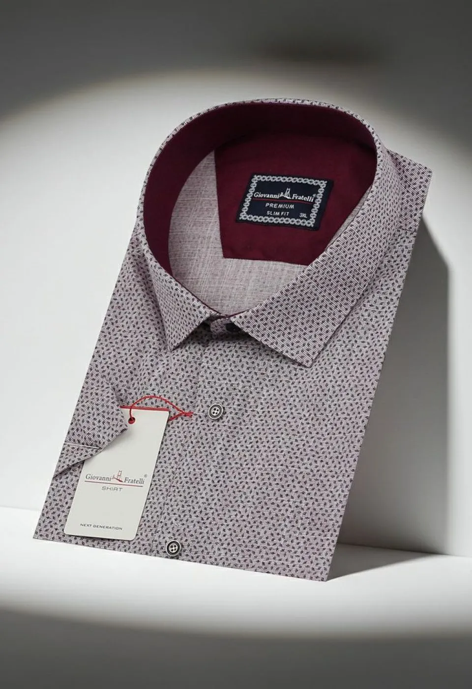 Büyük Beden Slim Fit Kısa Kol Desenli Erkek Gömlek 4GMK311723003