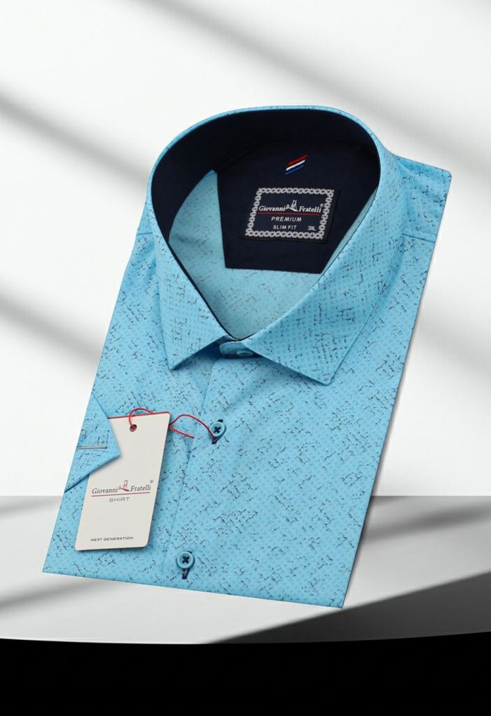 Büyük Beden Slim Fit Kısa Kol Desenli Erkek Gömlek 4GMK311726005