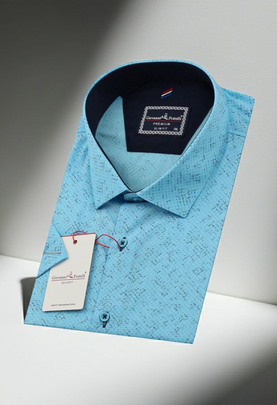 Büyük Beden Slim Fit Kısa Kol Desenli Erkek Gömlek 4GMK311726005