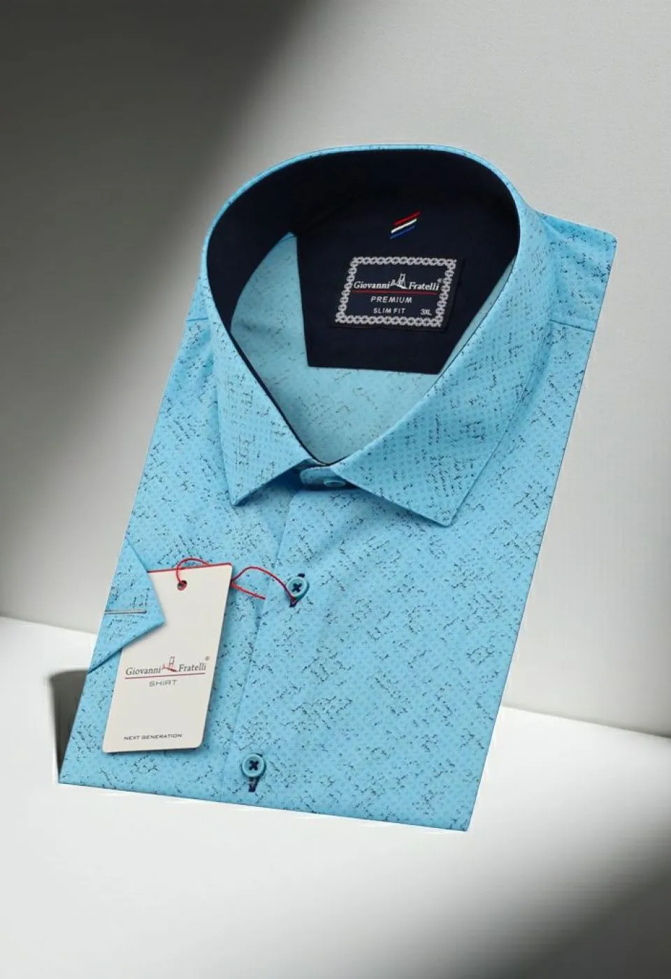 Büyük Beden Slim Fit Kısa Kol Desenli Erkek Gömlek 4GMK311726005