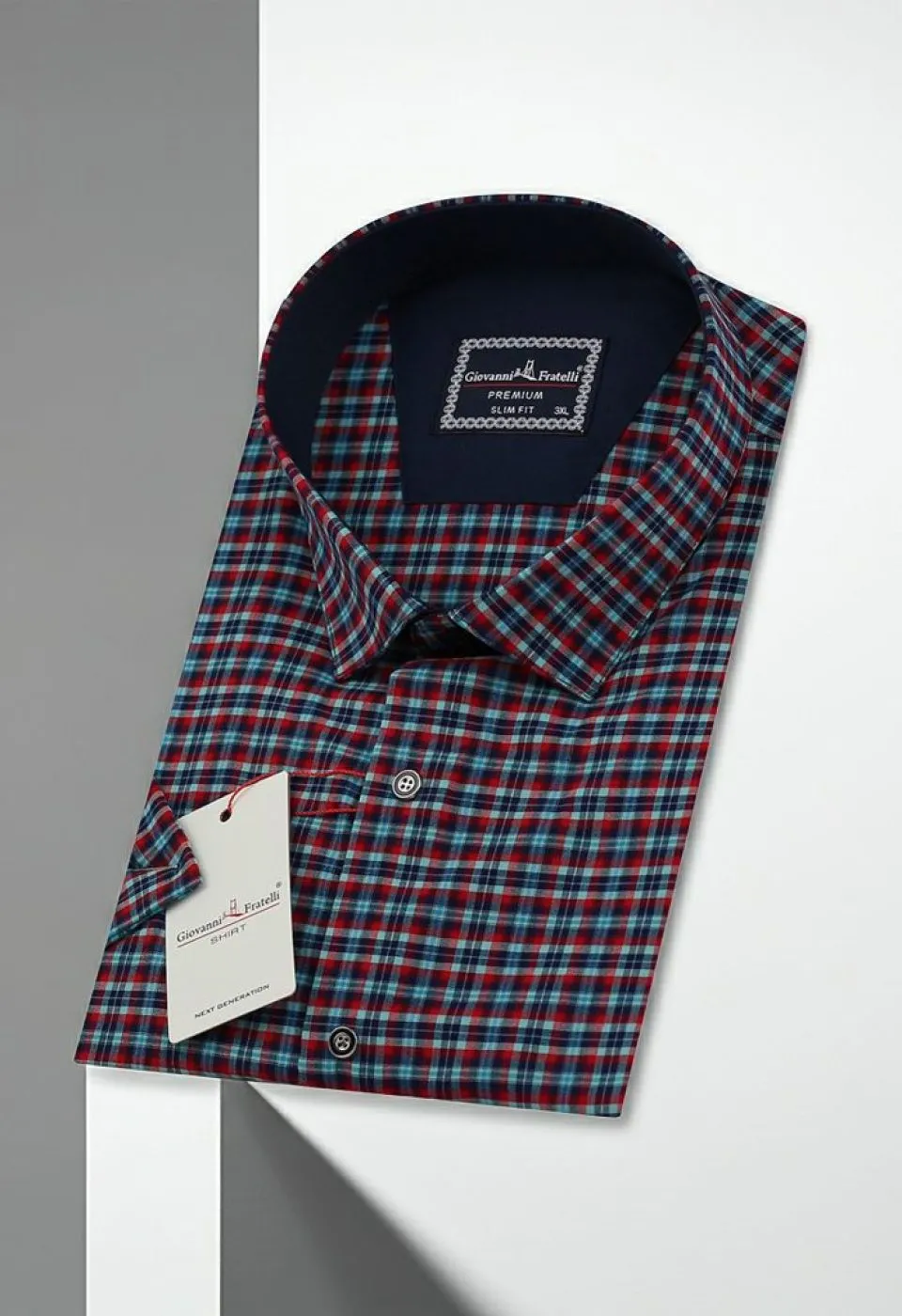 Büyük Beden Slim Fit Kısa Kol Desenli Erkek Gömlek 4GMK311731004