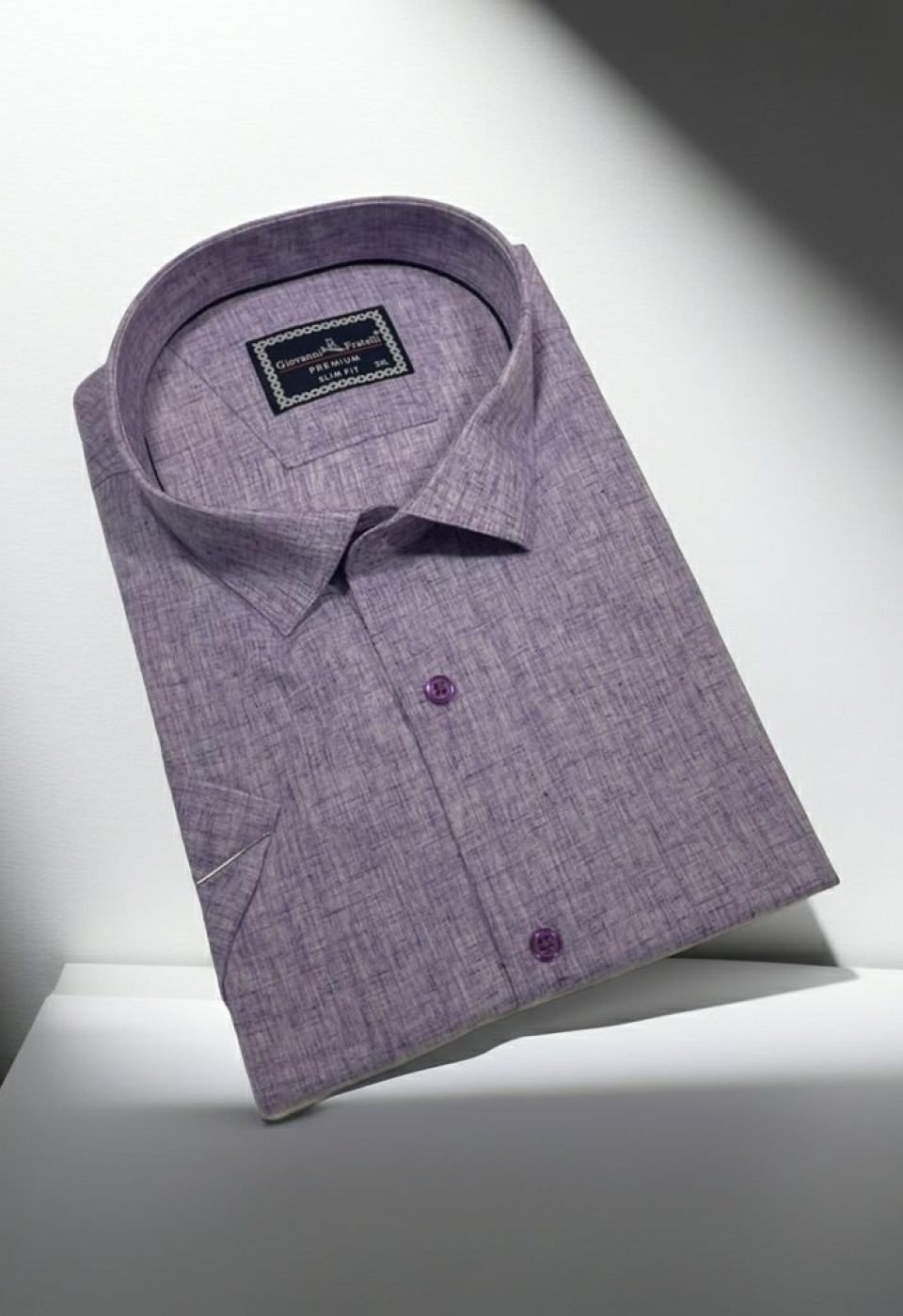 Büyük Beden Slim Fit Kısa Kol Desenli Erkek Gömlek 4GMK311740004