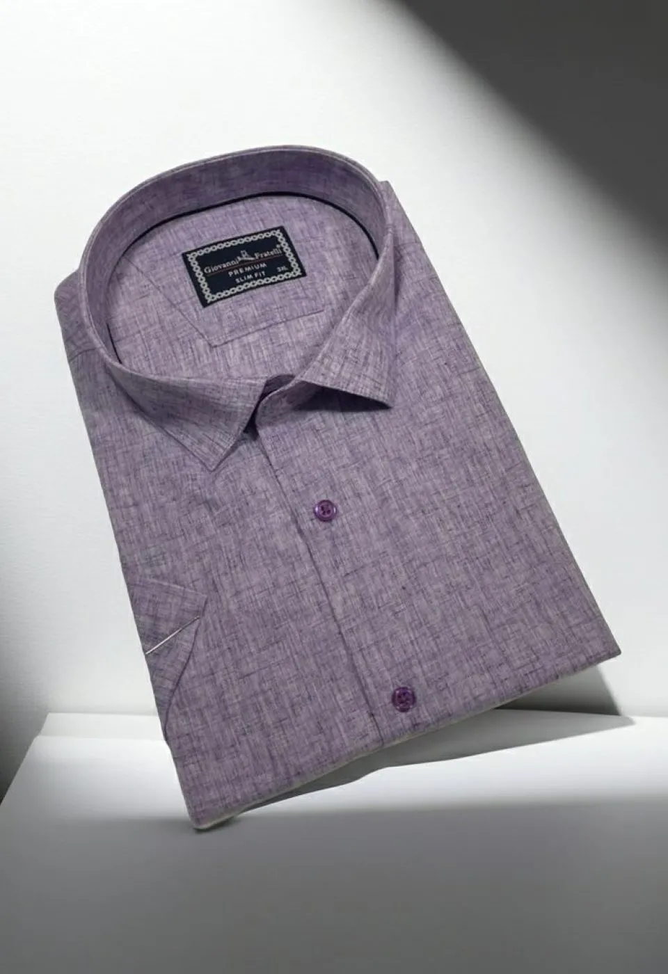 Büyük Beden Slim Fit Kısa Kol Desenli Erkek Gömlek 4GMK311740004
