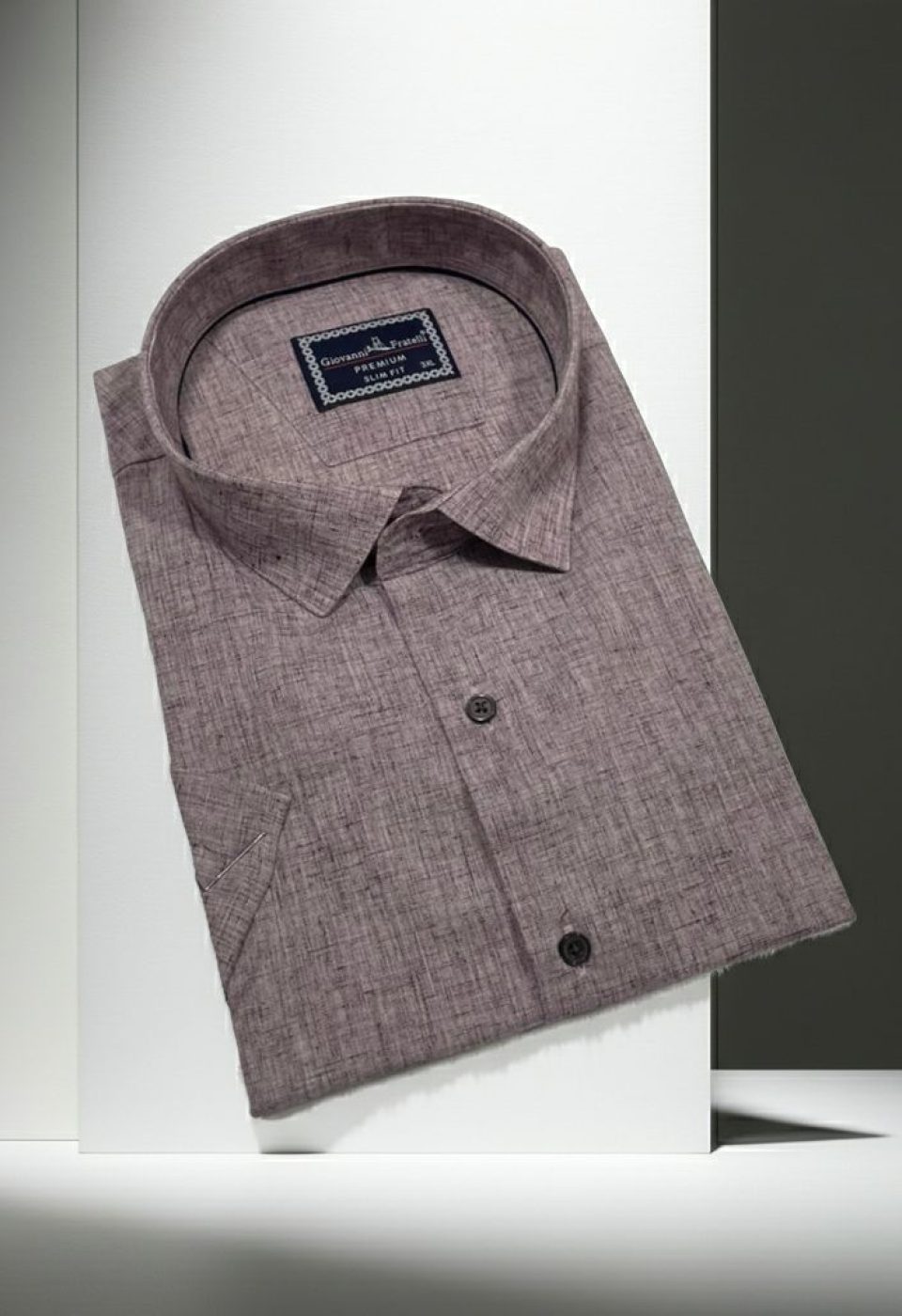 Büyük Beden Slim Fit Kısa Kol Desenli Erkek Gömlek 4GMK311740006