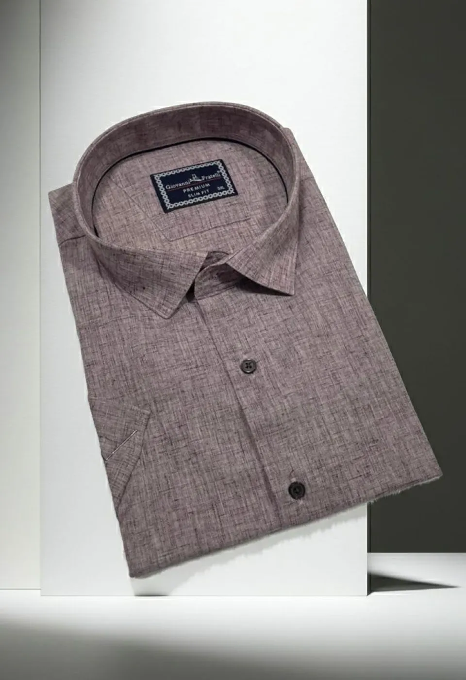 Büyük Beden Slim Fit Kısa Kol Desenli Erkek Gömlek 4GMK311740006