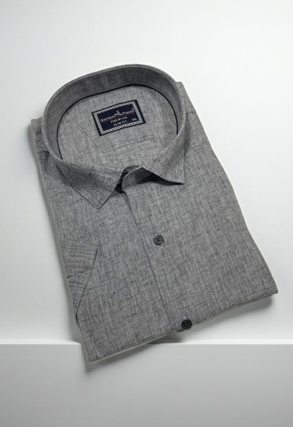 Büyük Beden Slim Fit Kısa Kol Desenli Erkek Gömlek 4GMK311740008