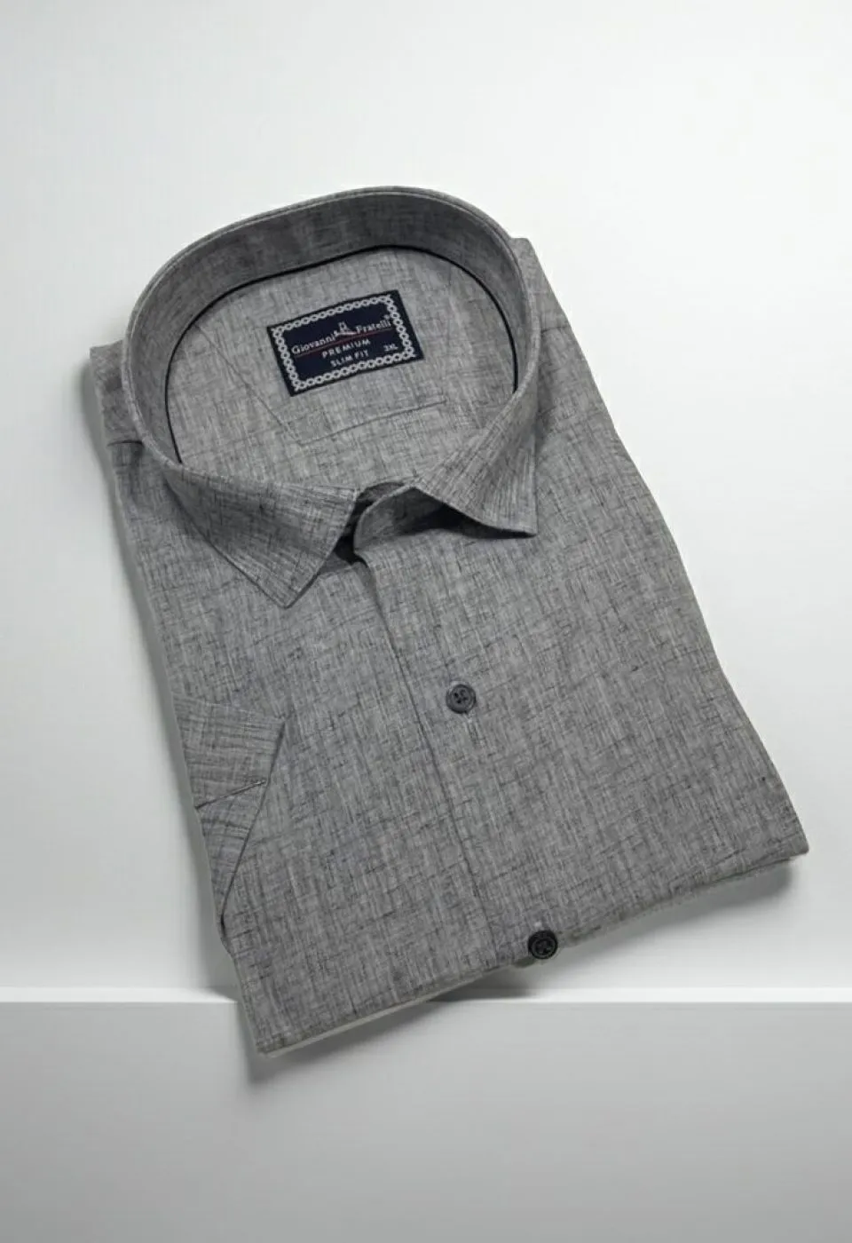 Büyük Beden Slim Fit Kısa Kol Desenli Erkek Gömlek 4GMK311740008