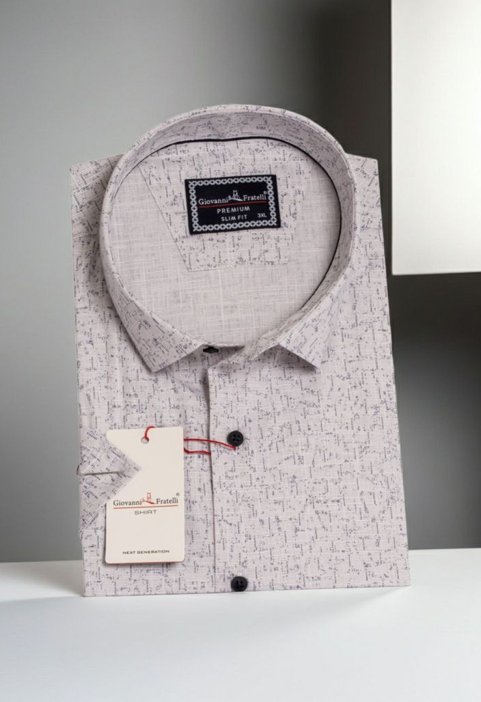 Büyük Beden Slim Fit Kısa Kol Desenli Erkek Gömlek 4GMK311741003