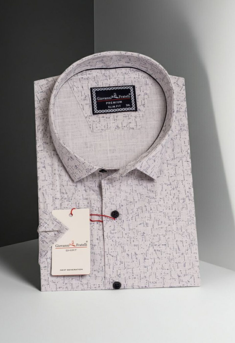 Büyük Beden Slim Fit Kısa Kol Desenli Erkek Gömlek 4GMK311741003 - Giovanni Fratelli