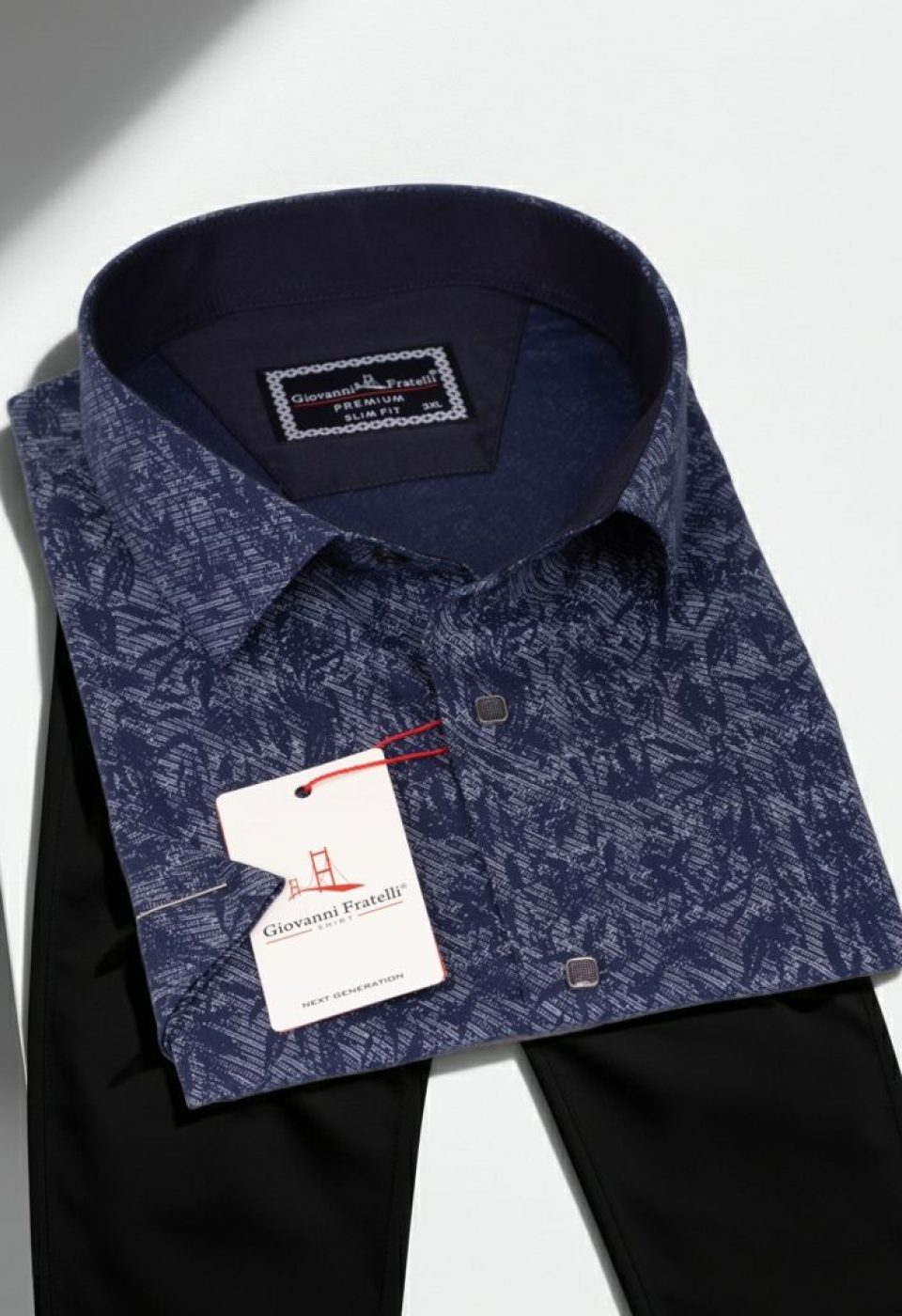 Büyük Beden Slim Fit Kısa Kol Desenli Erkek Gömlek 4GMK311743002 - Giovanni Fratelli
