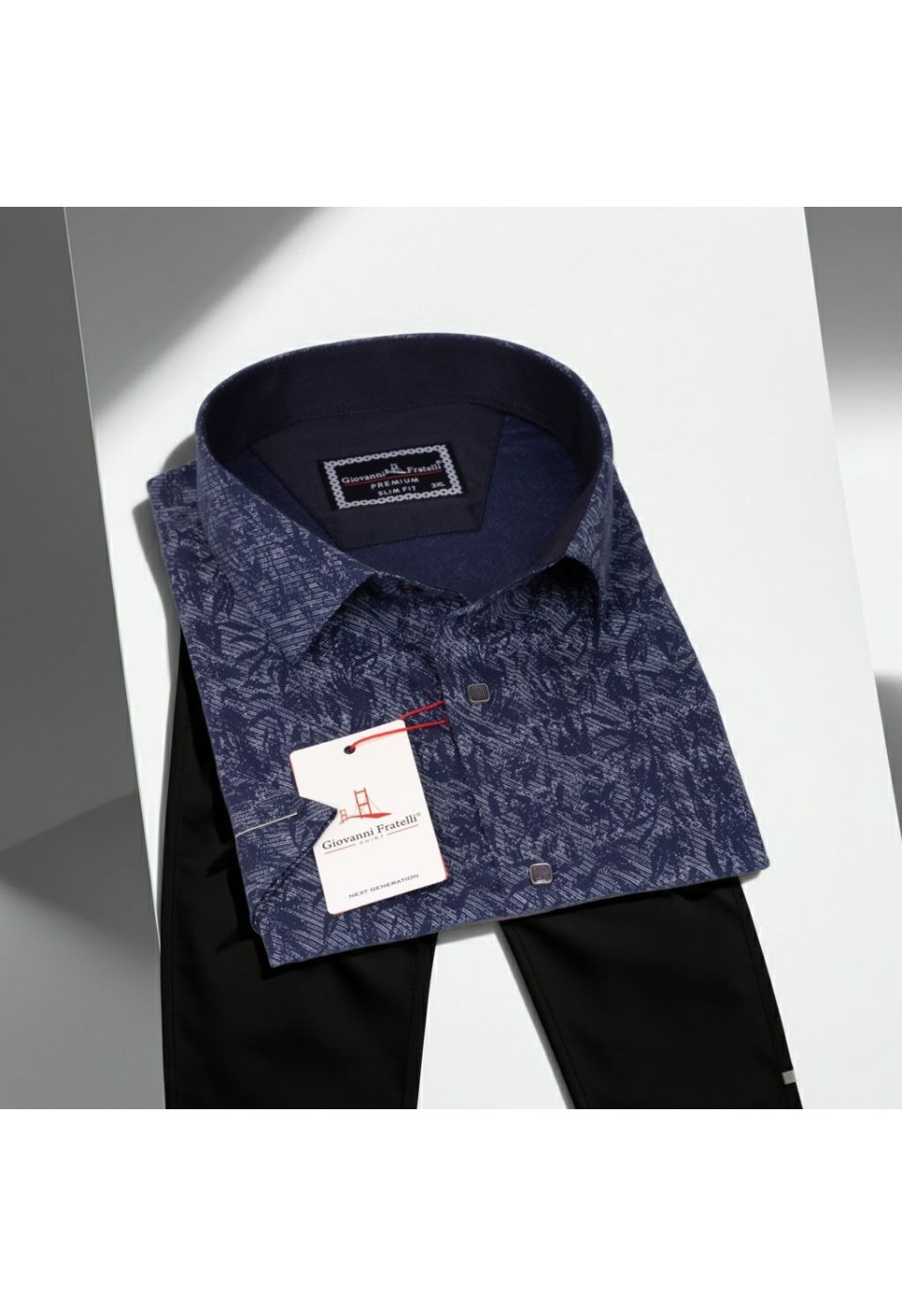 Büyük Beden Slim Fit Kısa Kol Desenli Erkek Gömlek 4GMK311743002 - Giovanni Fratelli