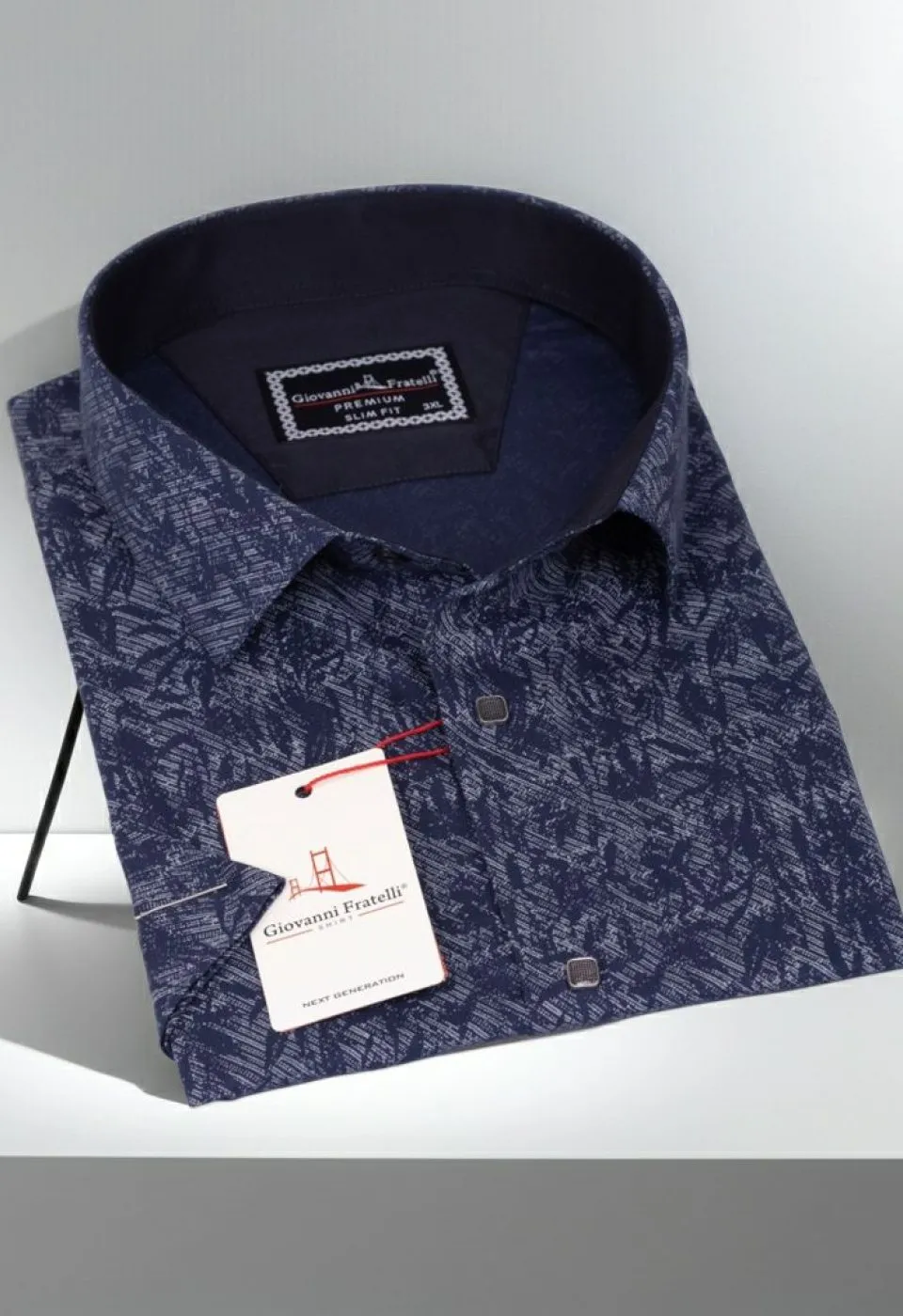 Büyük Beden Slim Fit Kısa Kol Desenli Erkek Gömlek 4GMK311743002