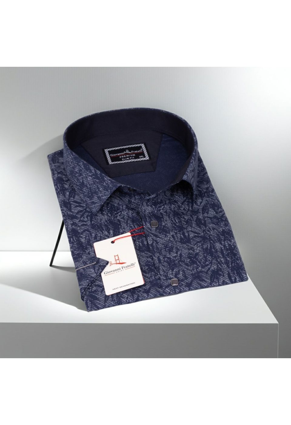 Büyük Beden Slim Fit Kısa Kol Desenli Erkek Gömlek 4GMK311743002 - Giovanni Fratelli