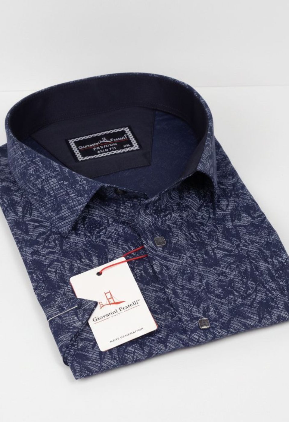 Büyük Beden Slim Fit Kısa Kol Desenli Erkek Gömlek 4GMK311743002