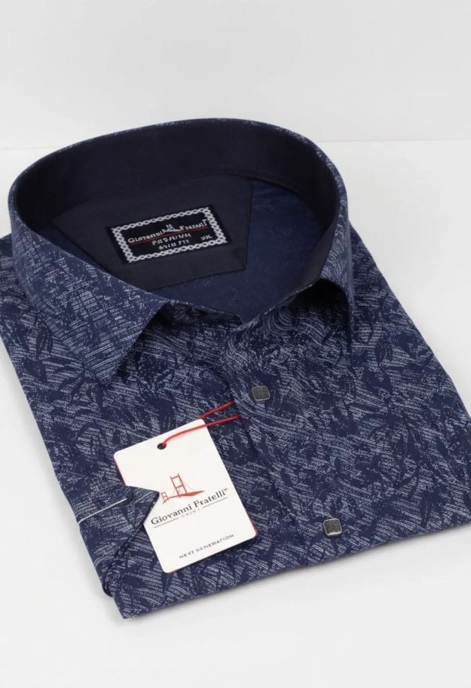 Büyük Beden Slim Fit Kısa Kol Desenli Erkek Gömlek 4GMK311743002