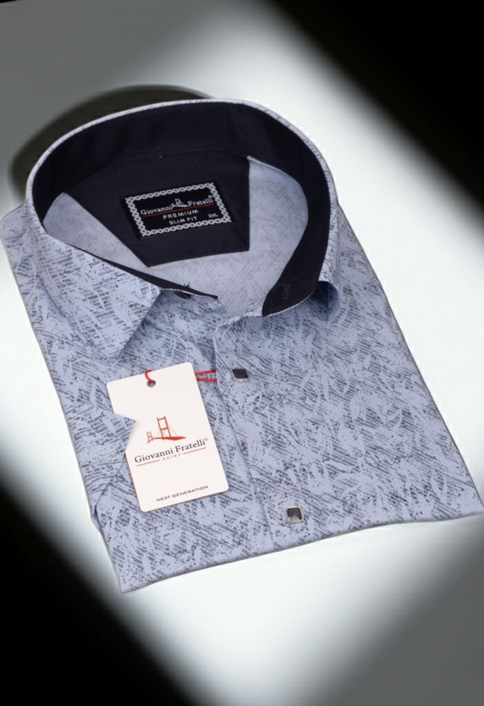 Büyük Beden Slim Fit Kısa Kol Desenli Erkek Gömlek 4GMK311743003