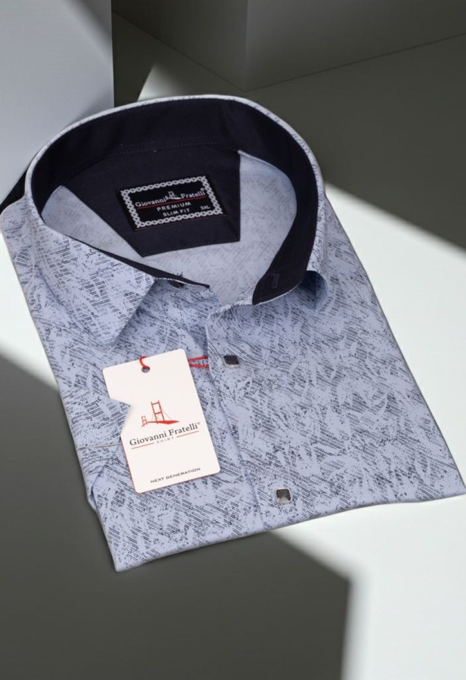 Büyük Beden Slim Fit Kısa Kol Desenli Erkek Gömlek 4GMK311743003 - Giovanni Fratelli