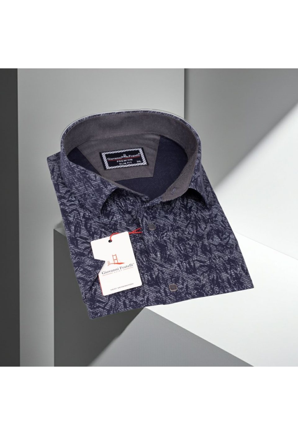 Büyük Beden Slim Fit Kısa Kol Desenli Erkek Gömlek 4GMK311743004 - Giovanni Fratelli