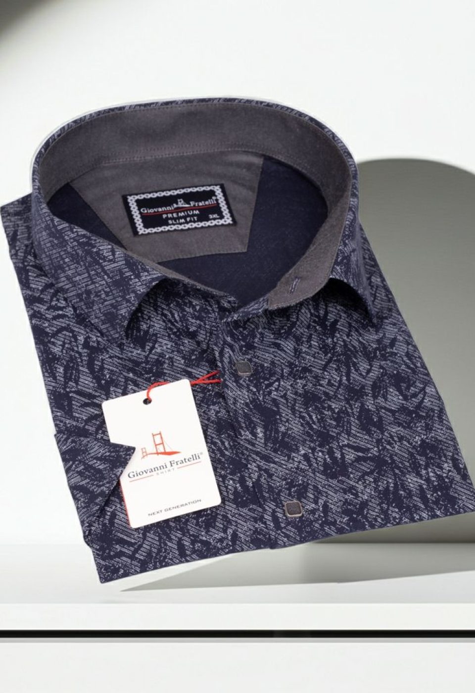 Büyük Beden Slim Fit Kısa Kol Desenli Erkek Gömlek 4GMK311743004