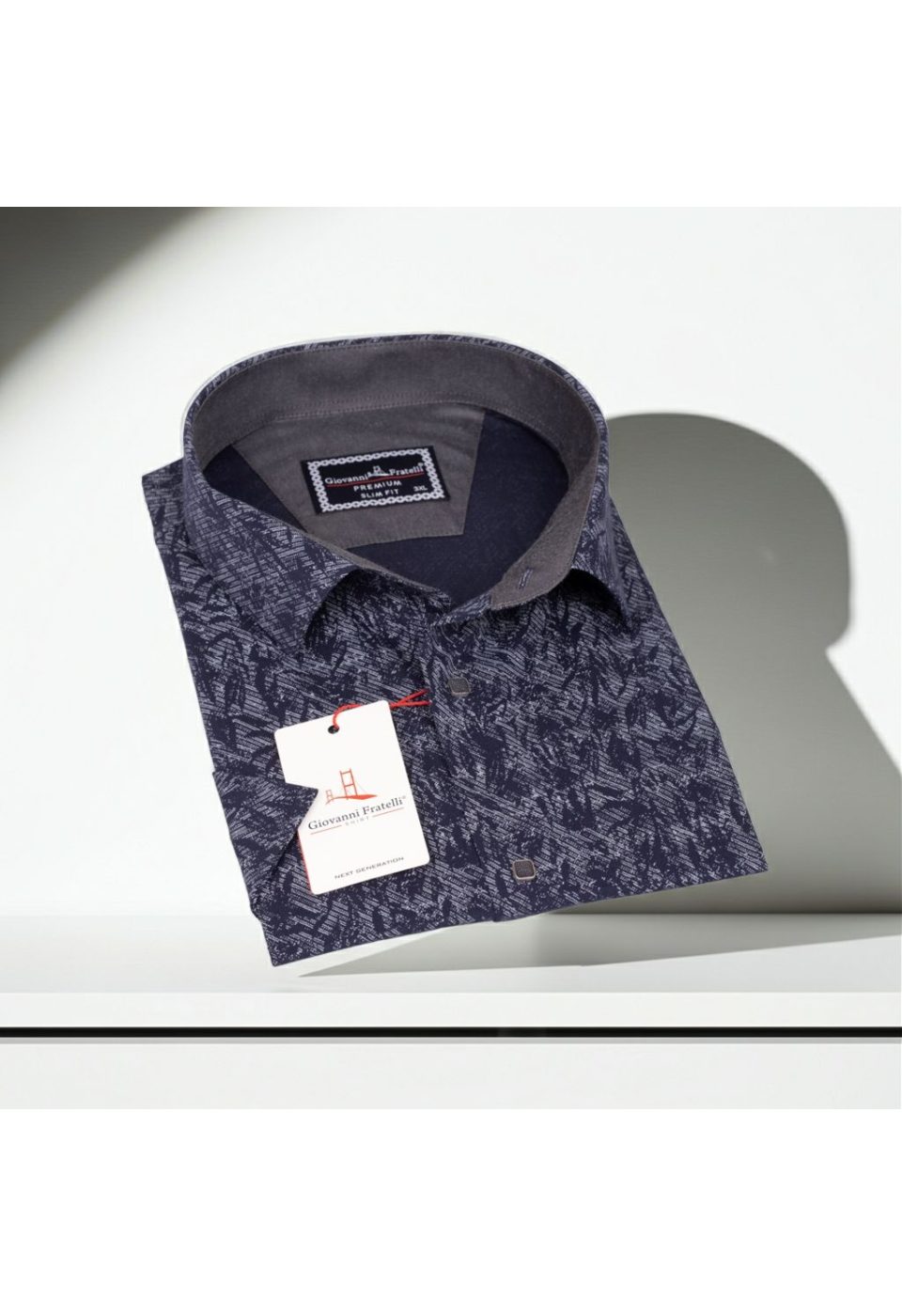 Büyük Beden Slim Fit Kısa Kol Desenli Erkek Gömlek 4GMK311743004 - Giovanni Fratelli