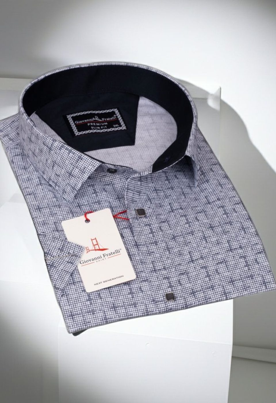 Büyük Beden Slim Fit Kısa Kol Desenli Erkek Gömlek 4GMK311744001