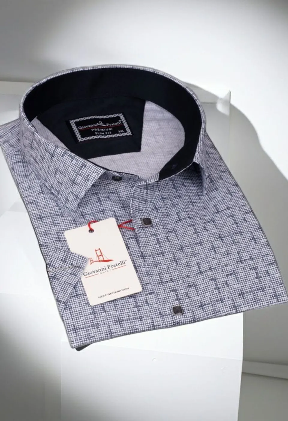 Büyük Beden Slim Fit Kısa Kol Desenli Erkek Gömlek 4GMK311744001 - Giovanni Fratelli