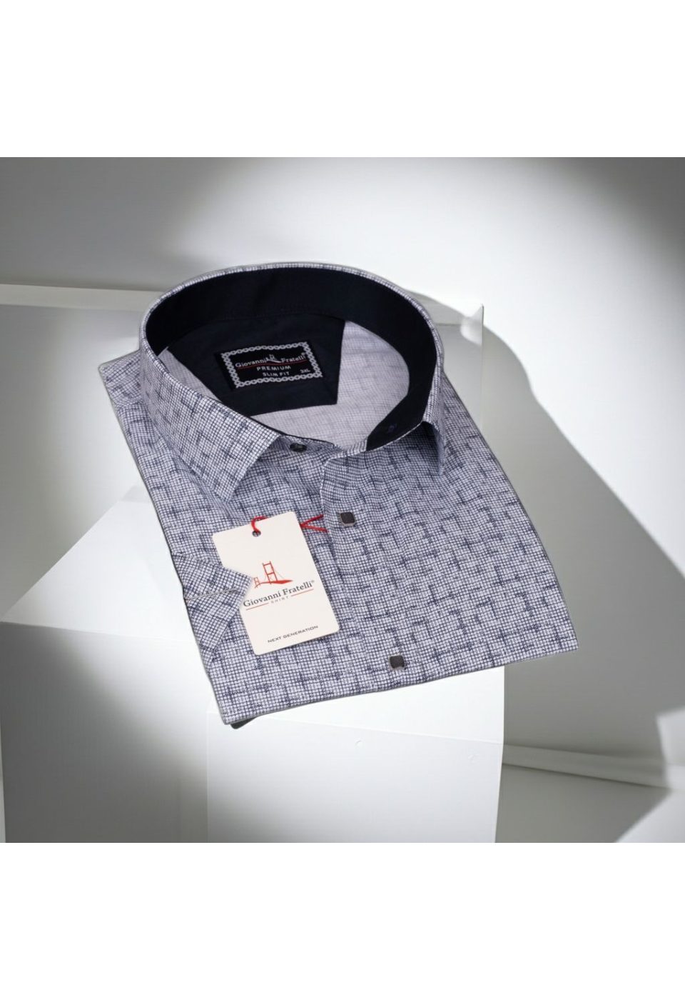 Büyük Beden Slim Fit Kısa Kol Desenli Erkek Gömlek 4GMK311744001 - Giovanni Fratelli