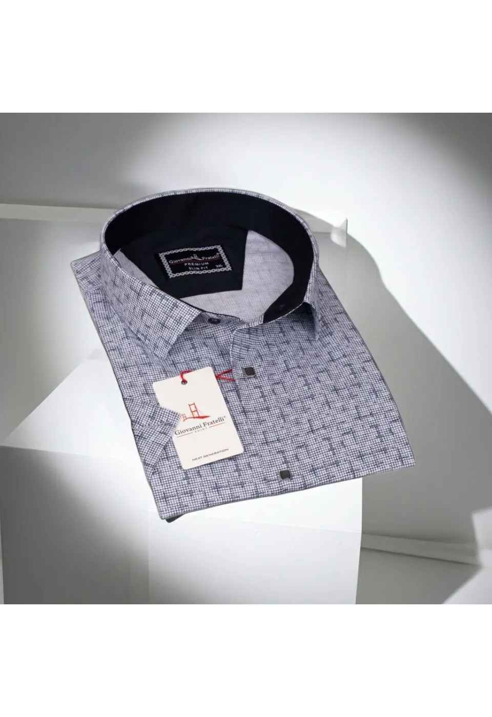 Büyük Beden Slim Fit Kısa Kol Desenli Erkek Gömlek 4GMK311744001 - Giovanni Fratelli