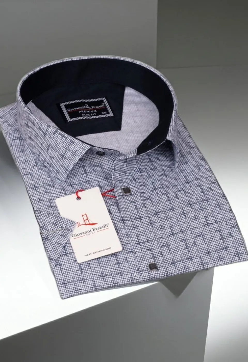 Büyük Beden Slim Fit Kısa Kol Desenli Erkek Gömlek 4GMK311744001 - Giovanni Fratelli