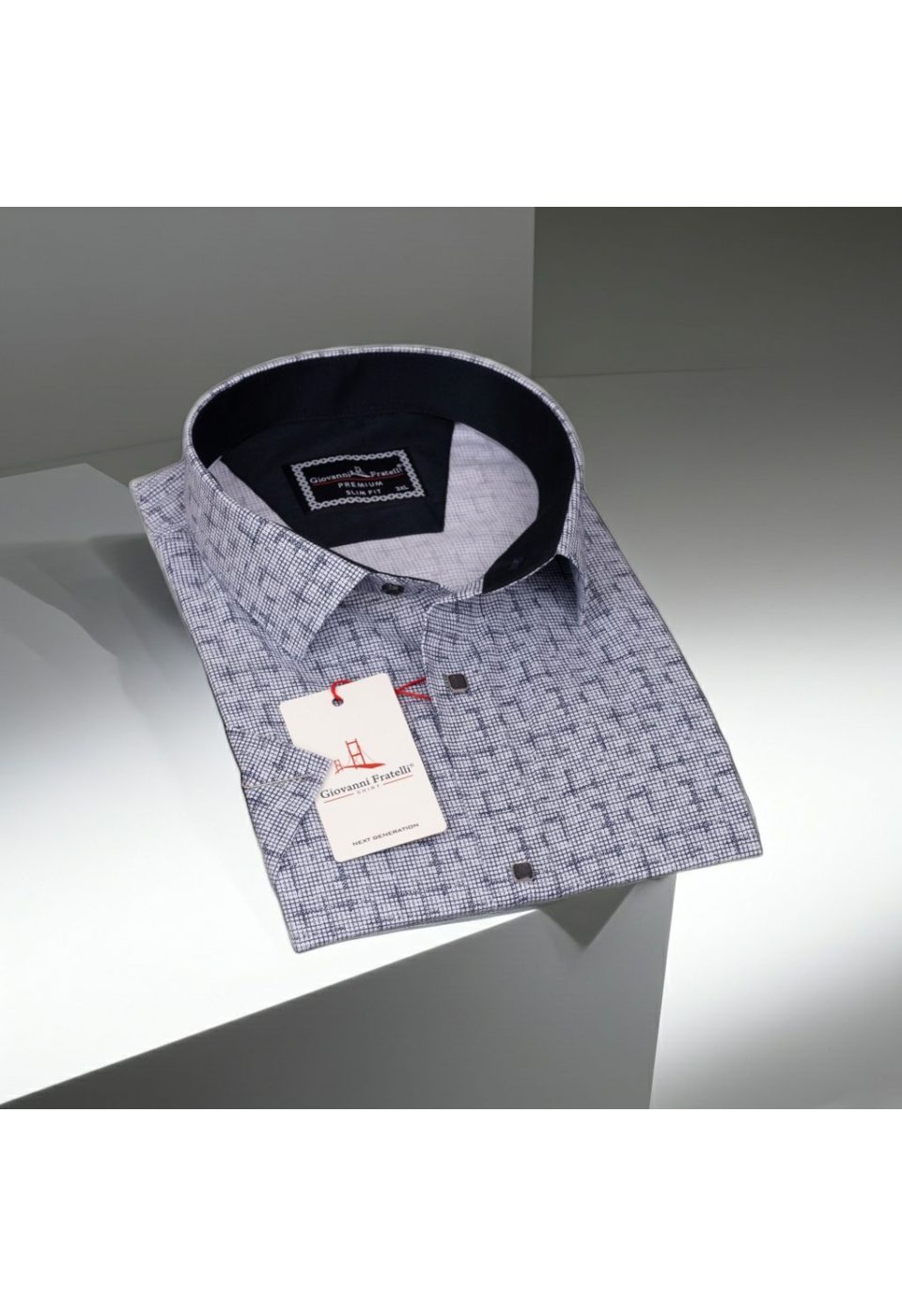 Büyük Beden Slim Fit Kısa Kol Desenli Erkek Gömlek 4GMK311744001 - Giovanni Fratelli