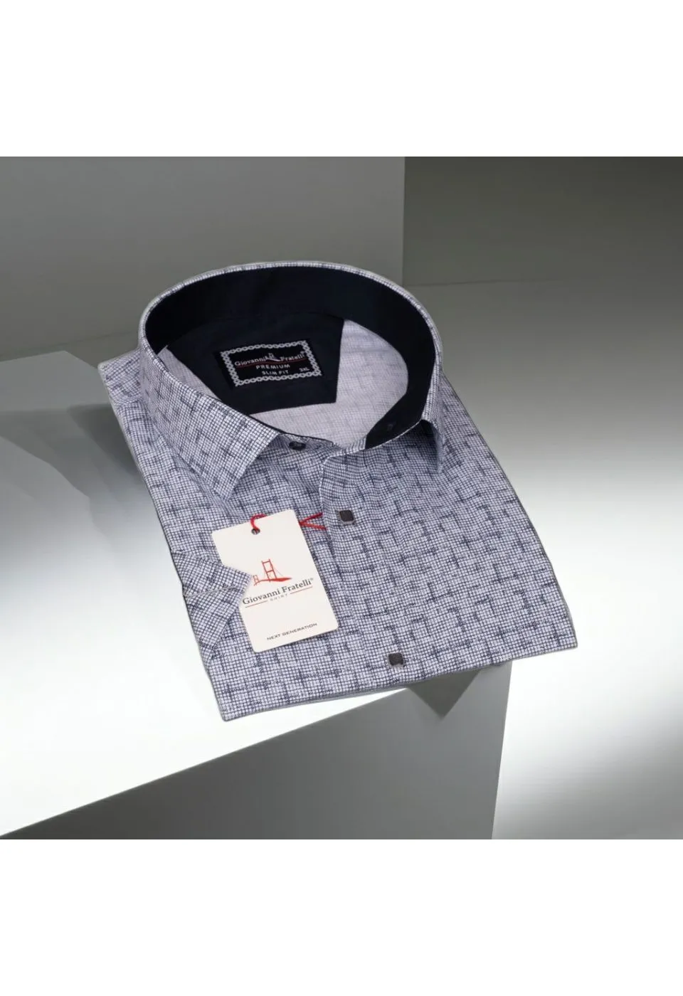 Büyük Beden Slim Fit Kısa Kol Desenli Erkek Gömlek 4GMK311744001 - Giovanni Fratelli