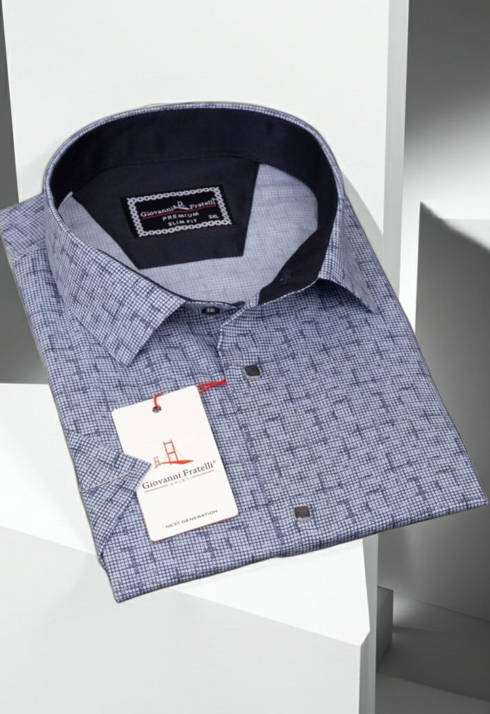 Büyük Beden Slim Fit Kısa Kol Desenli Erkek Gömlek 4GMK311744002 - Giovanni Fratelli