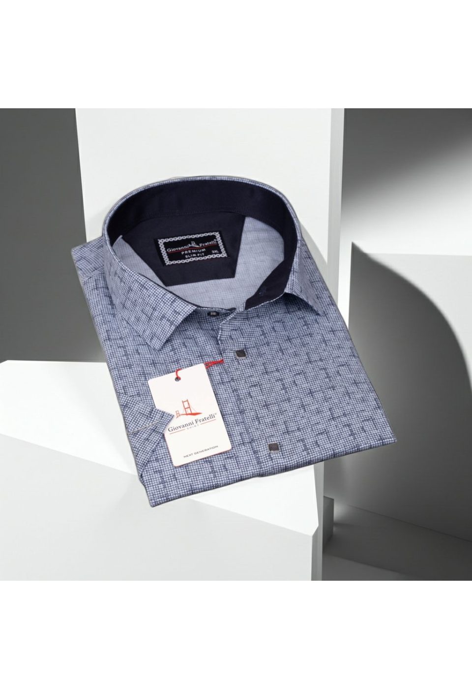 Büyük Beden Slim Fit Kısa Kol Desenli Erkek Gömlek 4GMK311744002 - Giovanni Fratelli