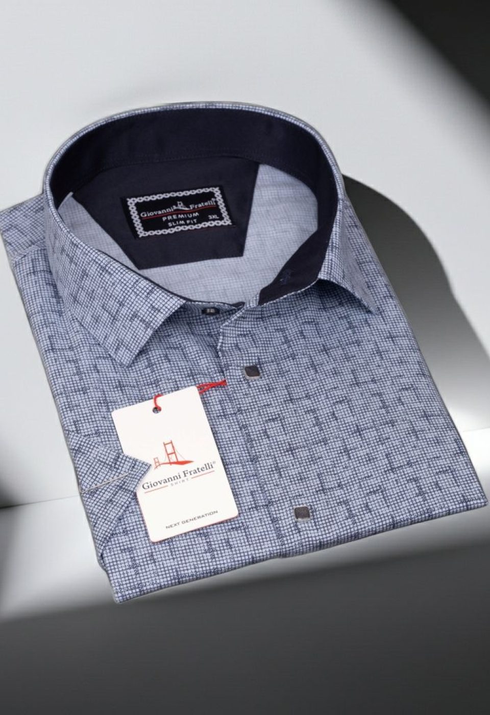 Büyük Beden Slim Fit Kısa Kol Desenli Erkek Gömlek 4GMK311744002