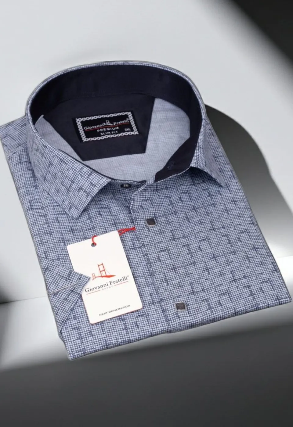 Büyük Beden Slim Fit Kısa Kol Desenli Erkek Gömlek 4GMK311744002