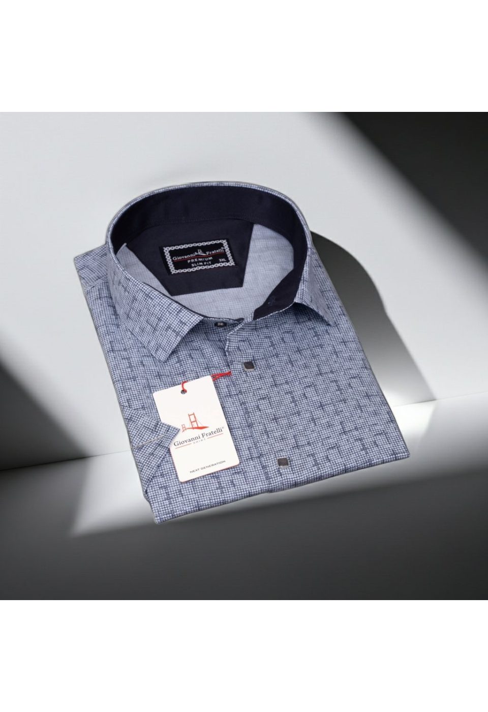 Büyük Beden Slim Fit Kısa Kol Desenli Erkek Gömlek 4GMK311744002 - Giovanni Fratelli