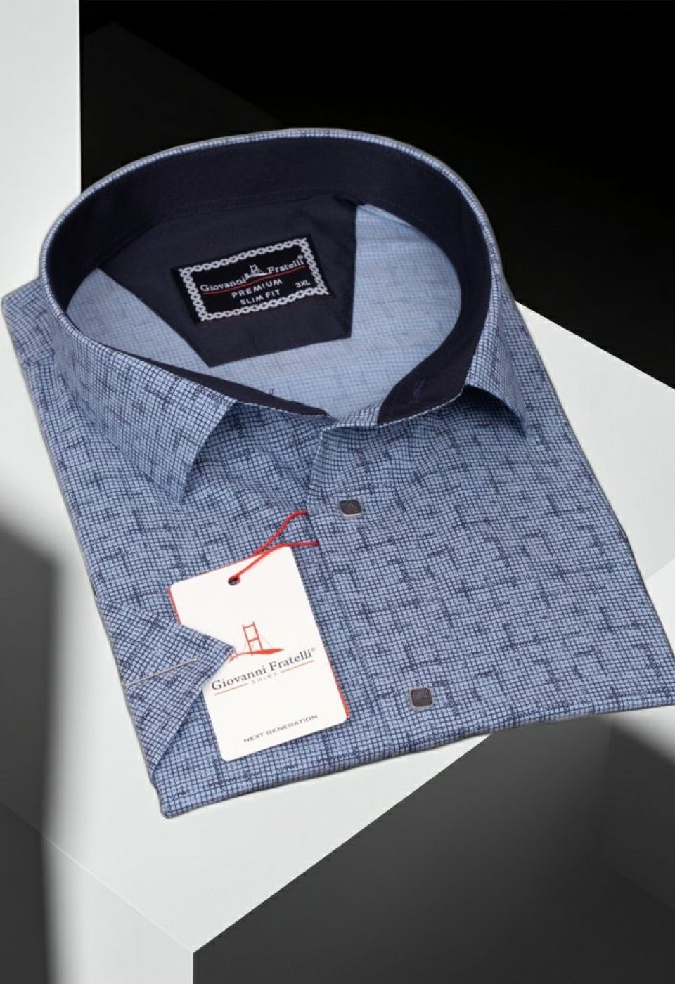 Büyük Beden Slim Fit Kısa Kol Desenli Erkek Gömlek 4GMK311744003