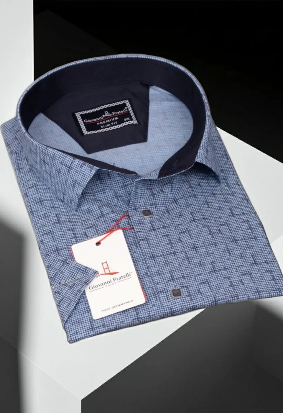 Büyük Beden Slim Fit Kısa Kol Desenli Erkek Gömlek 4GMK311744003