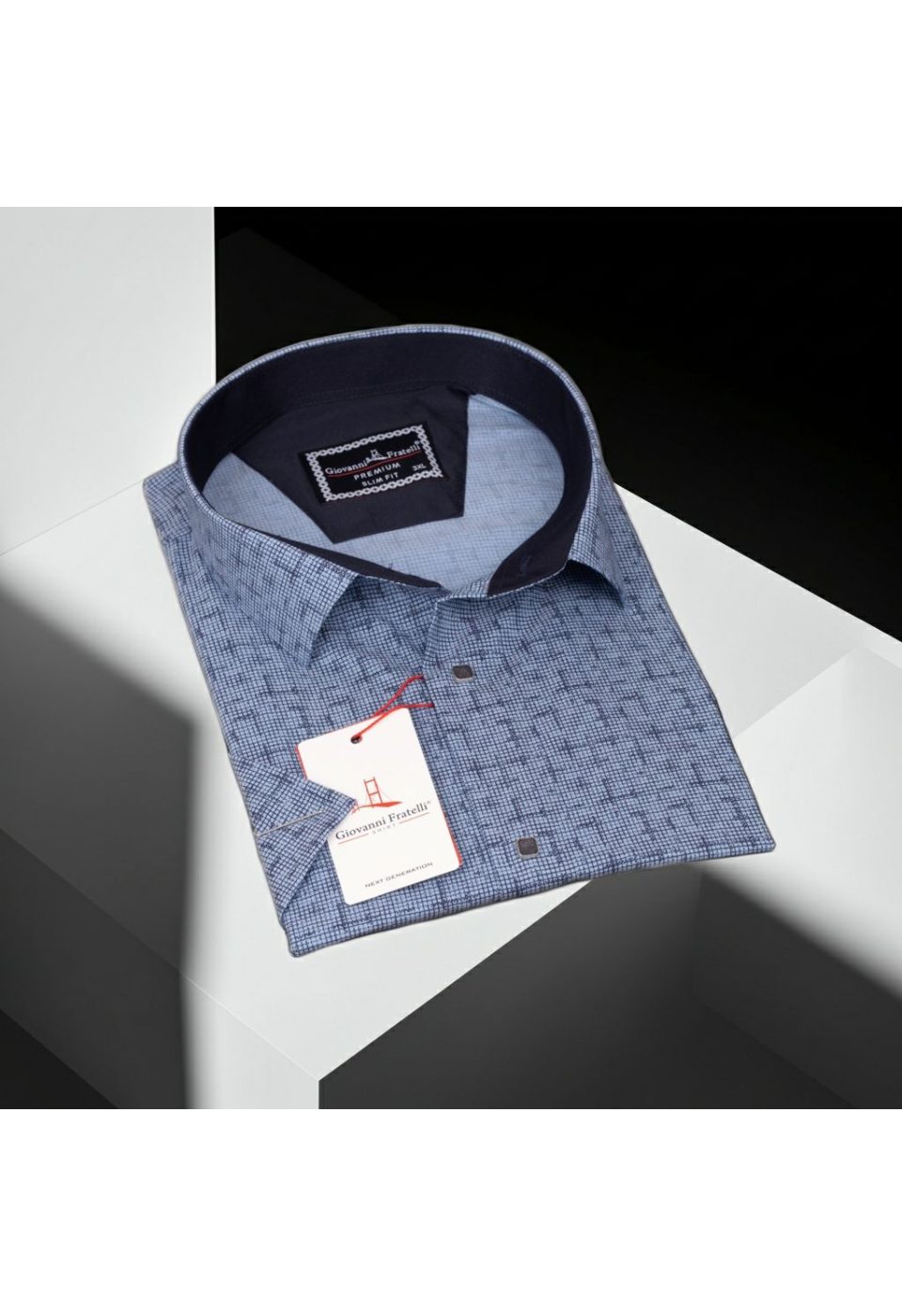 Büyük Beden Slim Fit Kısa Kol Desenli Erkek Gömlek 4GMK311744003 - Giovanni Fratelli