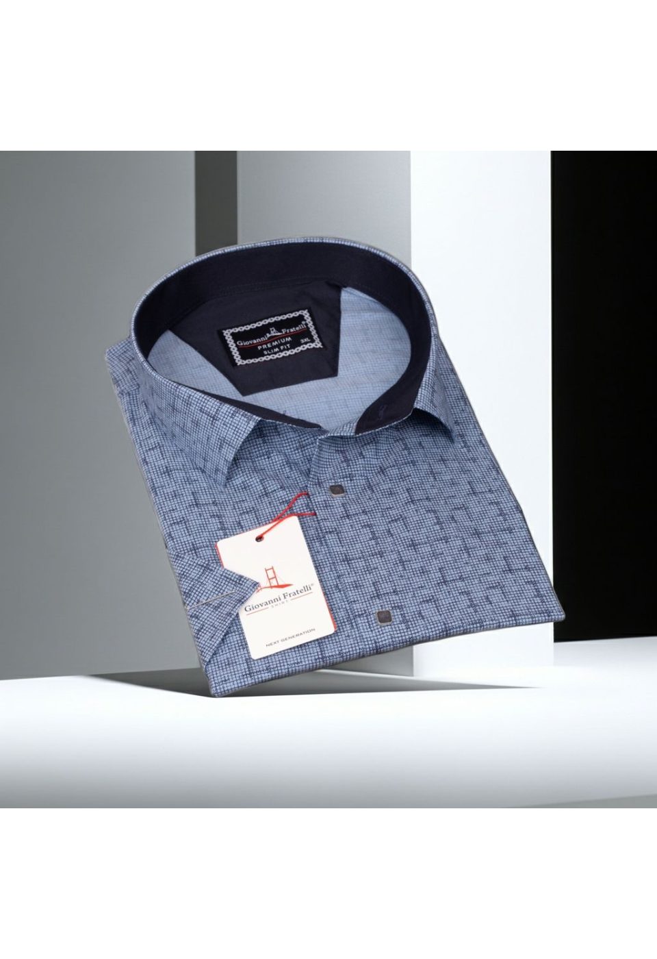 Büyük Beden Slim Fit Kısa Kol Desenli Erkek Gömlek 4GMK311744003 - Giovanni Fratelli