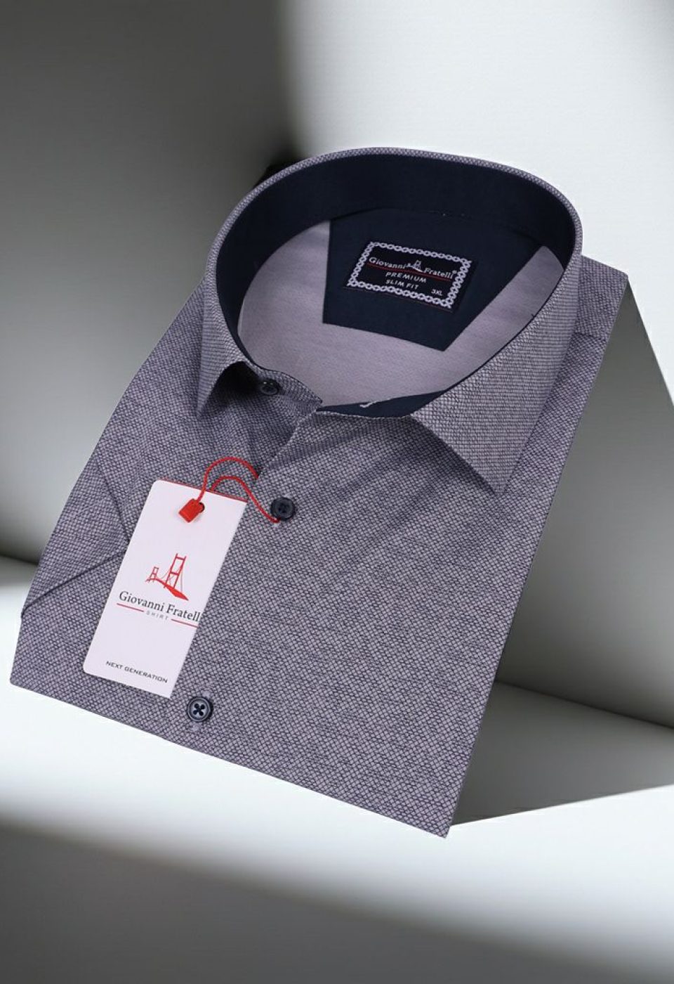 Büyük Beden Slim Fit Kısa Kol Desenli Erkek Gömlek 4GMK311745004