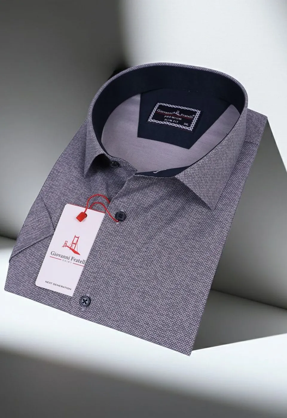 Büyük Beden Slim Fit Kısa Kol Desenli Erkek Gömlek 4GMK311745004