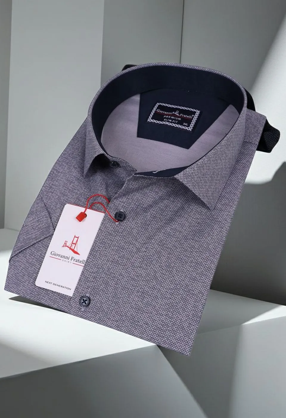 Büyük Beden Slim Fit Kısa Kol Desenli Erkek Gömlek 4GMK311745004 - Giovanni Fratelli